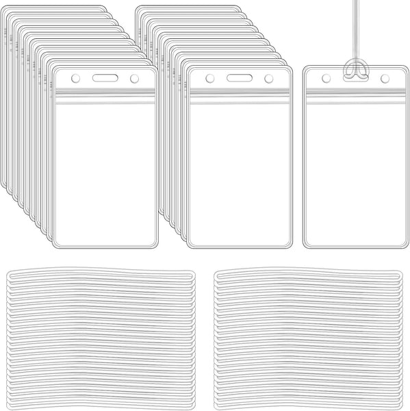 100 Pack Clear Plastic Luggage Bag Tag Holder Badge Label Tag Holder With 100 Pack Luggage Loops Straps For Office Business Travel Supplies Luggage Ta