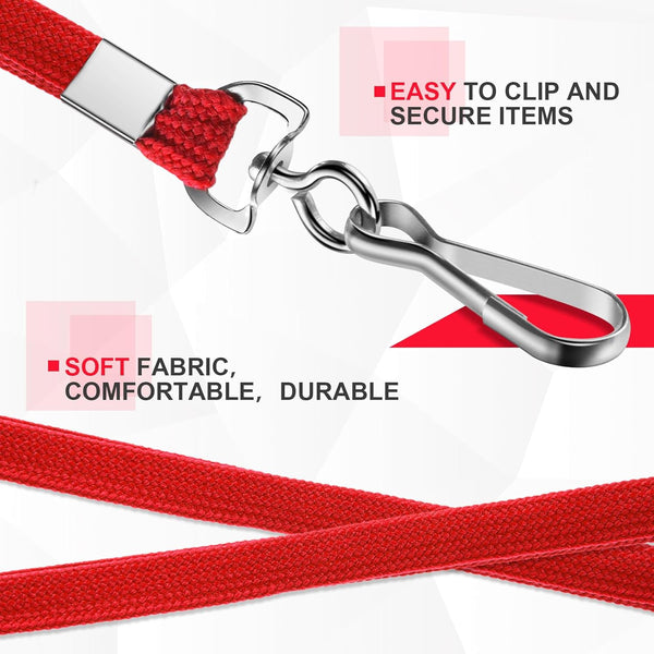 100 Pack Badge Lanyards With Id Card Holders Red Vertical Waterproof For Office School Travel School Supplies