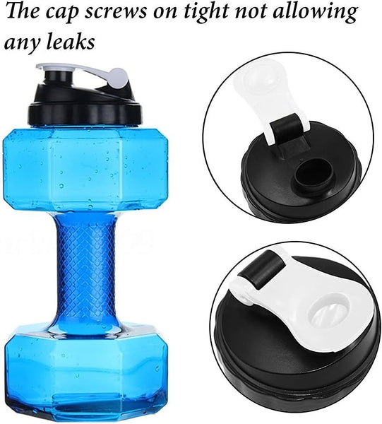 75 Oz (2.2 L) Dumbbell Shaped Water Bottle | Big Capacity Bpa Free Flip Top Leak Proof Lid Blue Water Bottles