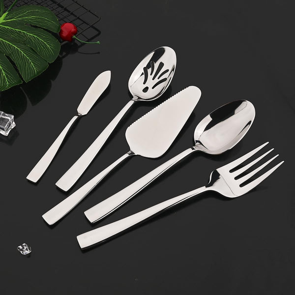 5 Piece Stainless Steel Hostess Serving Set Mirror Polished Dishwasher Safe Dinner Sets