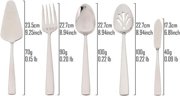 5 Piece Stainless Steel Hostess Serving Set Mirror Polished Dishwasher Safe Dinner Sets