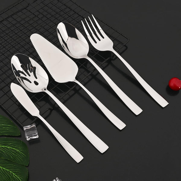 5 Piece Stainless Steel Hostess Serving Set Mirror Polished Dishwasher Safe Dinner Sets