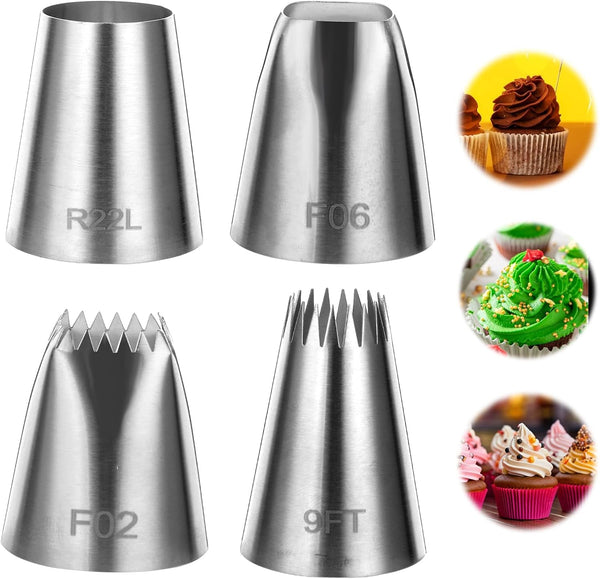 4 Extra Large Stainless Steel Piping Tips For Cake Decorating Other Decorating Tools
