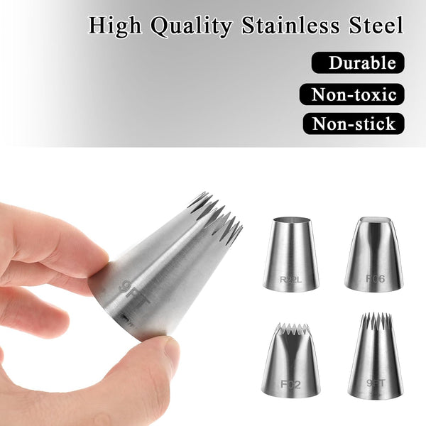 4 Extra Large Stainless Steel Piping Tips For Cake Decorating Other Decorating Tools