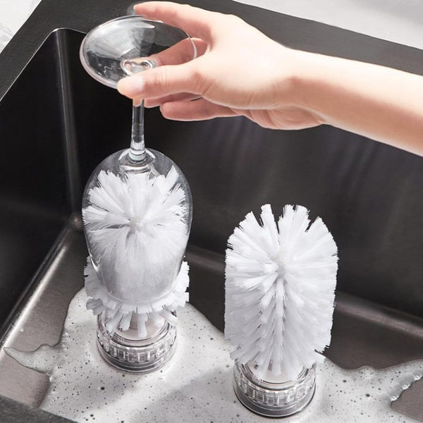 Suction Cup Bottle Brush For Glasses & Wine Cups Bottle Brushes