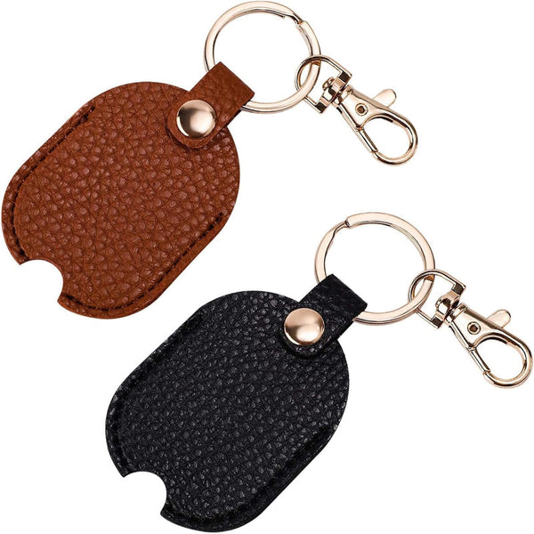 2X Pu Leather Car Key Sleeve With Iron Ring Key Holders