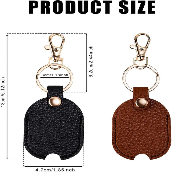 2X Pu Leather Car Key Sleeve With Iron Ring Key Holders