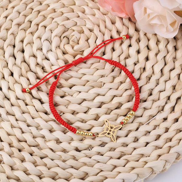 Witches Knot Bracelet Stainless Steel Polyester Redgold Adjustable Charms & Charm Bracelets