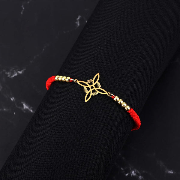 Witches Knot Bracelet Stainless Steel Polyester Redgold Adjustable Charms & Charm Bracelets