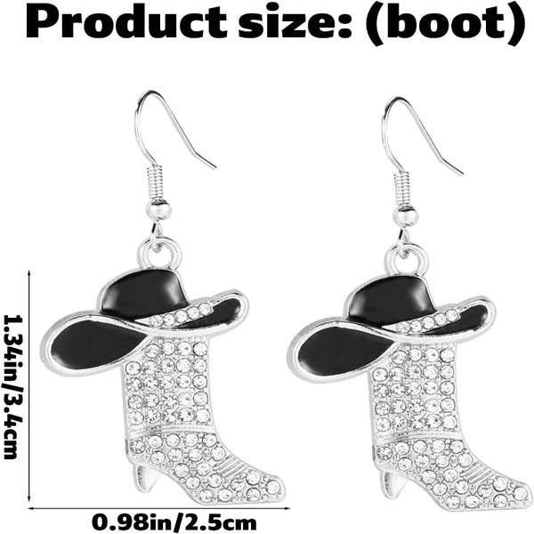 Cowgirl Hat & Boot Dangle Earrings And Necklace Set Jewellery Sets