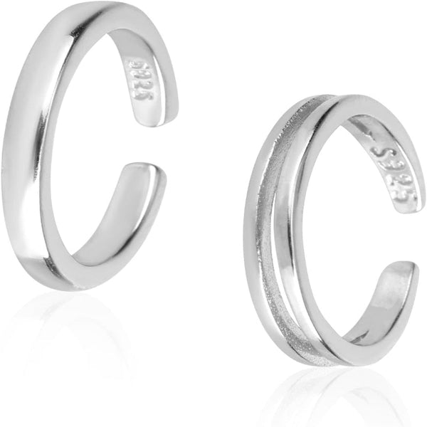 Sterling Silver Adjustable Toe Set Of 2 Rings