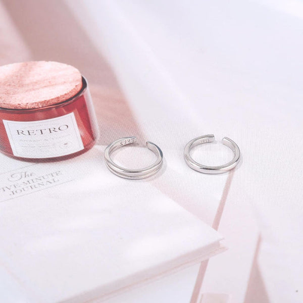 Sterling Silver Adjustable Toe Set Of 2 Rings