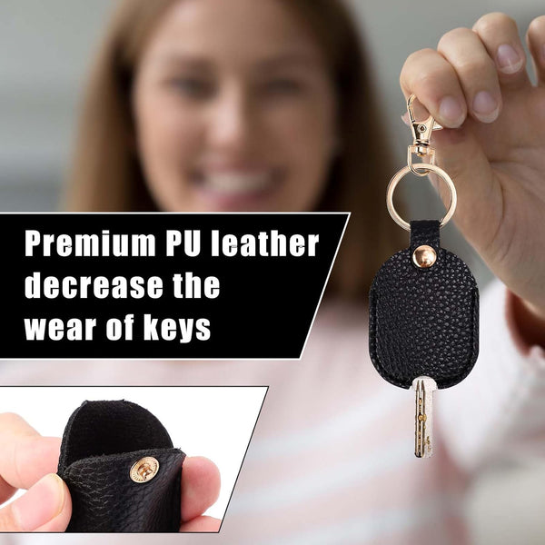 Leather Car Key Sleeve Broken Loop Replacement Pu Keychain Protector With Iron Ring Auto House Cover Keyrings