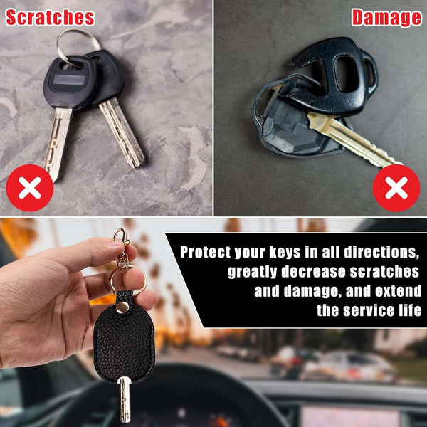 Leather Car Key Sleeve Broken Loop Replacement Pu Keychain Protector With Iron Ring Auto House Cover Keyrings