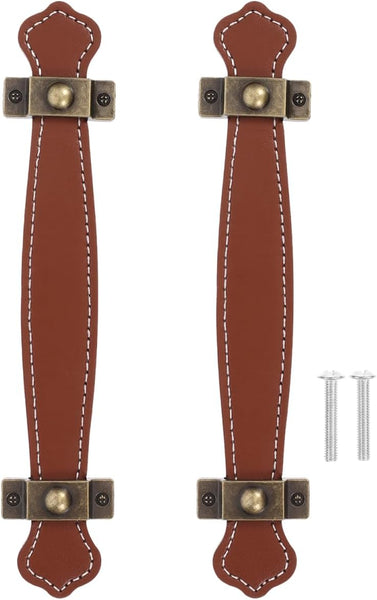 2Pcs Replacement Trunk Handles Leather Cabinet Drawer Luggage Strap Brown Size (632To04n4slg6o33fgrh8m) Cabinet Knobs