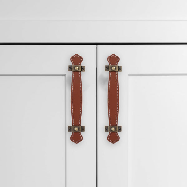 2Pcs Replacement Trunk Handles Leather Cabinet Drawer Luggage Strap Brown Size (632To04n4slg6o33fgrh8m) Cabinet Knobs