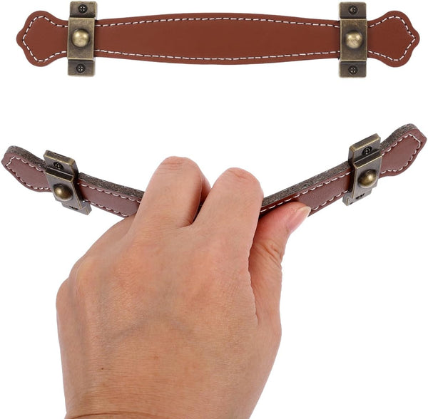 2Pcs Replacement Trunk Handles Leather Cabinet Drawer Luggage Strap Brown Size (632To04n4slg6o33fgrh8m) Cabinet Knobs