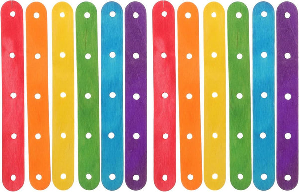 Lolly Sticks Craft Popsicle Ice Cream With Holes Diy Crafts 50Pcs (Colorful) Wooden Pieces & Craft Sticks