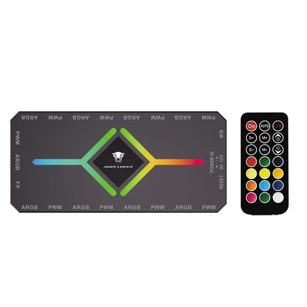 Shakingtank Argb And Pwm Hub 9 Ports For Rgb &Pwm Case Fan With Controller Sata Power Input Magnetic Backplane Splitter 5V/3Pin Adapter Usb Cables Hub