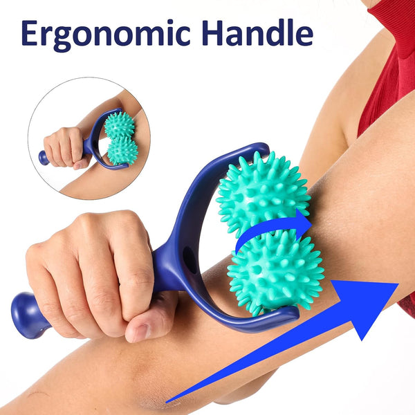 Handheld Spiky Massage Balls Rollers 2 Wheel Silicone Manual With Handle Pressure Point Muscle Tool For Foot Arm Body Neck Leg Pain Relief Massagers