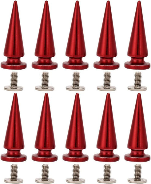 10Pcs X 26Mm Large Size Cone Spikes Punk Rivets Stud Screw Tree Shape Back For Diy Leather Shoes Jacket Craft Garment Bag Red Other Leather Tools