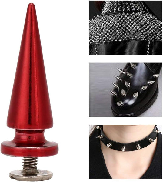 10Pcs X 26Mm Large Size Cone Spikes Punk Rivets Stud Screw Tree Shape Back For Diy Leather Shoes Jacket Craft Garment Bag Red Other Leather Tools