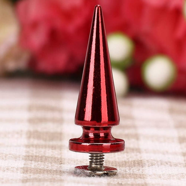 10Pcs X 26Mm Large Size Cone Spikes Punk Rivets Stud Screw Tree Shape Back For Diy Leather Shoes Jacket Craft Garment Bag Red Other Leather Tools