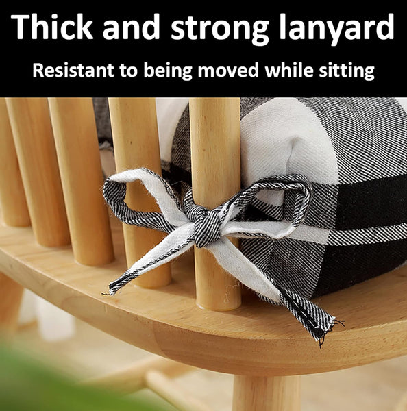 Kitchen Chair Cushions With Ties Set Of 2 Buffalo Checked Dining Pads Seat For Chairs 17 X Inches Plaid Christmas Decoration Home (Black White Small S