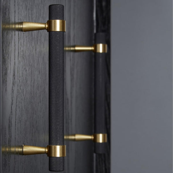 50 Pack Solid Brass Modern Gold & Black Knurled Handles 128Mm(96Mm Hole Centers) Cabinet Pulls