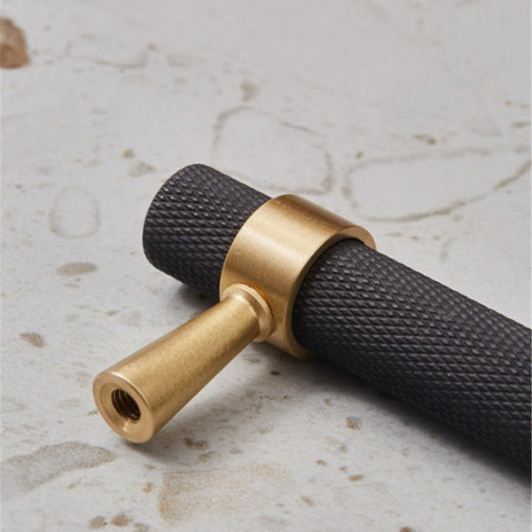 50 Pack Solid Brass Modern Gold & Black Knurled Handles 128Mm(96Mm Hole Centers) Cabinet Pulls