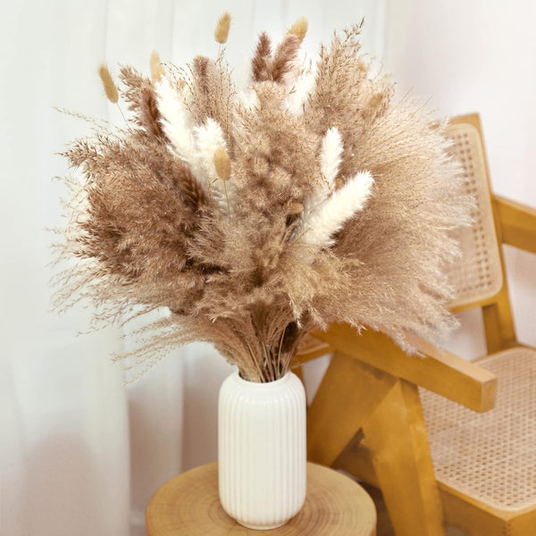 120Pcs 17Inch White Dried Pampas Grass Bunny Tails Boho Home Decor Bouquet Centrepieces & Table Decor