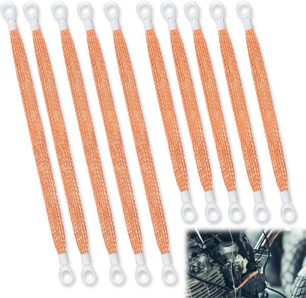 10Pcs Universal Automotive Ground Straps Braided Copper Engine Wire Kit Tie Downs & Straps