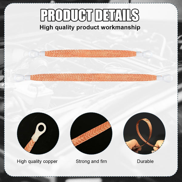 10Pcs Universal Automotive Ground Straps Braided Copper Engine Wire Kit Tie Downs & Straps