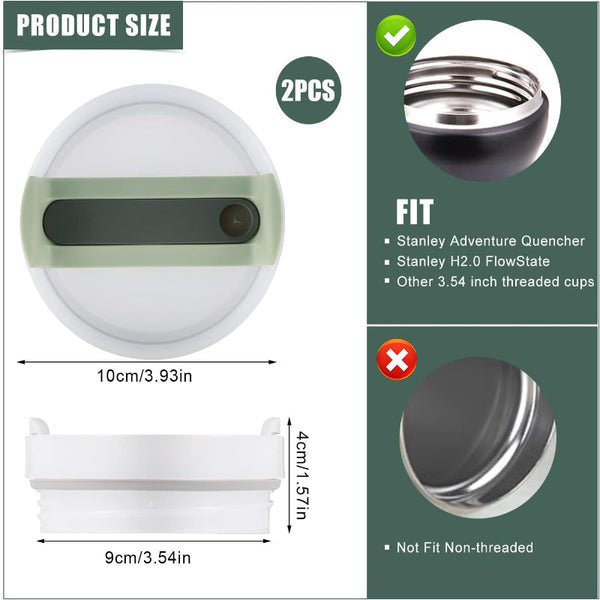 2 Green Tumbler Lids For Stanley Adventure Quencher 40Oz Water Bottles & Vacuum Flasks