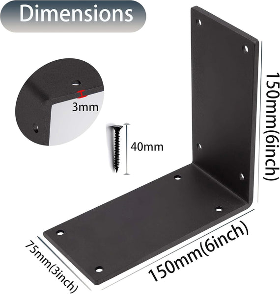 4 Pack Heavy Duty 6"X6" Steel Corner Brackets For Wood Projects Braces & Brackets