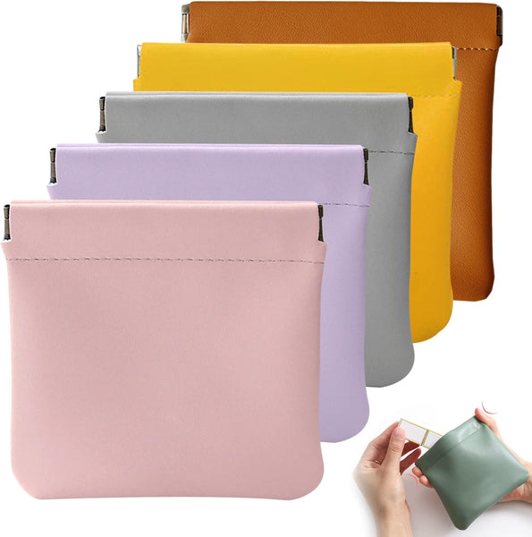 5Pc Lambskin Pocket Cosmetic Bag Makeup Pouch For Women Mini Travel Storage Waterproof Portable Squeeze Top Self Closing Makeup Bags & Cases