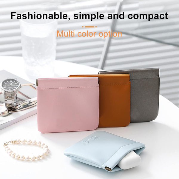 5Pc Lambskin Pocket Cosmetic Bag Makeup Pouch For Women Mini Travel Storage Waterproof Portable Squeeze Top Self Closing Makeup Bags & Cases