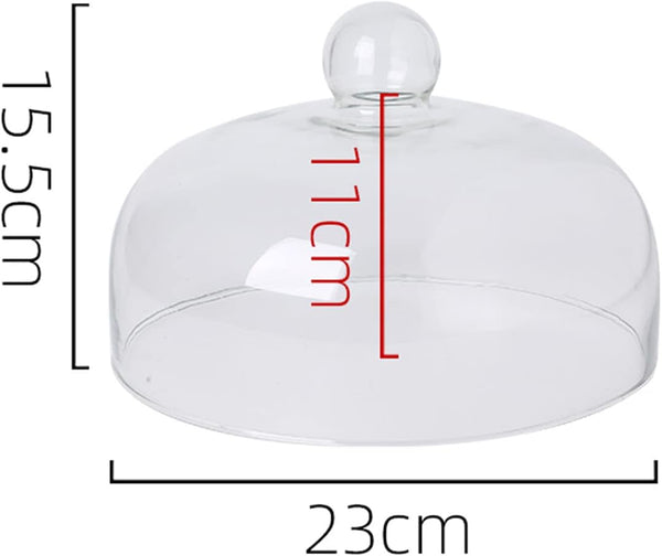 9 Inch Clear Glass Cake Dome Home Kitchen Food Cover Pastry Display Stand Cheese Pudding Fresh Keeping Cover(Size:23Cm) Wedding Cake Stands & Plates