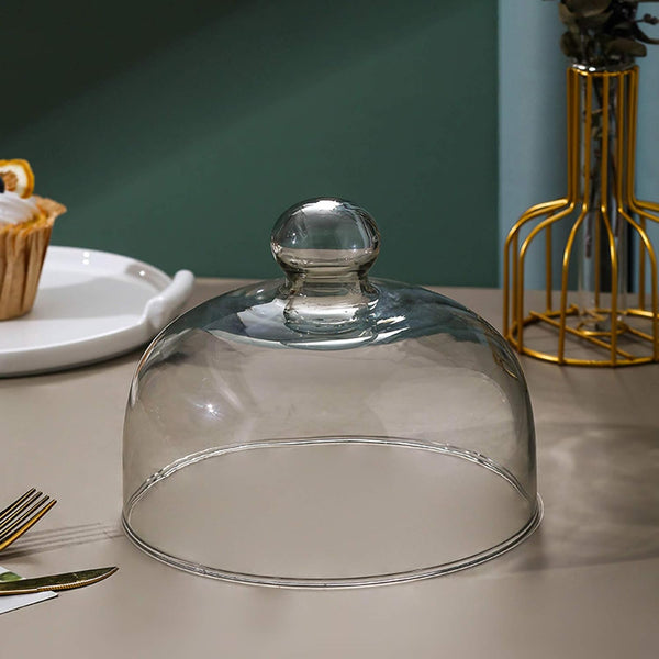 9 Inch Clear Glass Cake Dome Home Kitchen Food Cover Pastry Display Stand Cheese Pudding Fresh Keeping Cover(Size:23Cm) Wedding Cake Stands & Plates