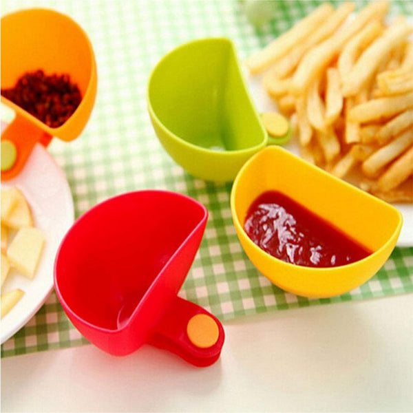 12 Pack Assorted Colours Modern Compact Plastic Dip Bowl Progressive Plate Clip On Holder For Spice Salt Tomato Sauce Sugar Vinegar 12Pcs Pram Cup Hol