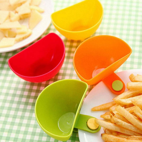 12 Pack Assorted Colours Modern Compact Plastic Dip Bowl Progressive Plate Clip On Holder For Spice Salt Tomato Sauce Sugar Vinegar 12Pcs Pram Cup Hol