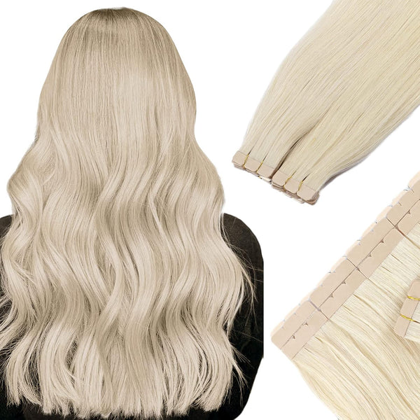 Platinum Blonde 18" Tape In Human 20Pc 50G Hair Extensions