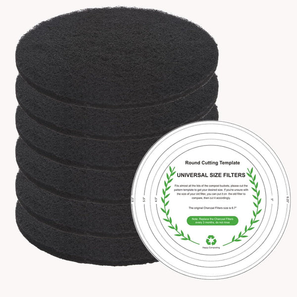 Charcoal Filters For Kitchen Compost Bin 6 Pack Round 17Cm Replacement Activated Carbon Rubbish Bins