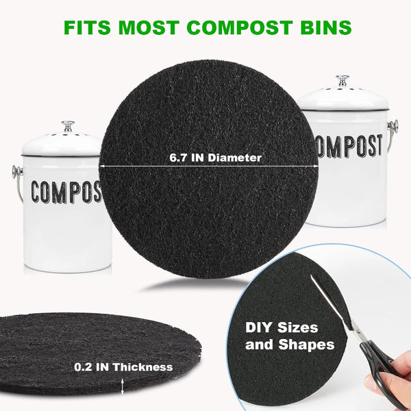 Charcoal Filters For Kitchen Compost Bin 6 Pack Round 17Cm Replacement Activated Carbon Rubbish Bins