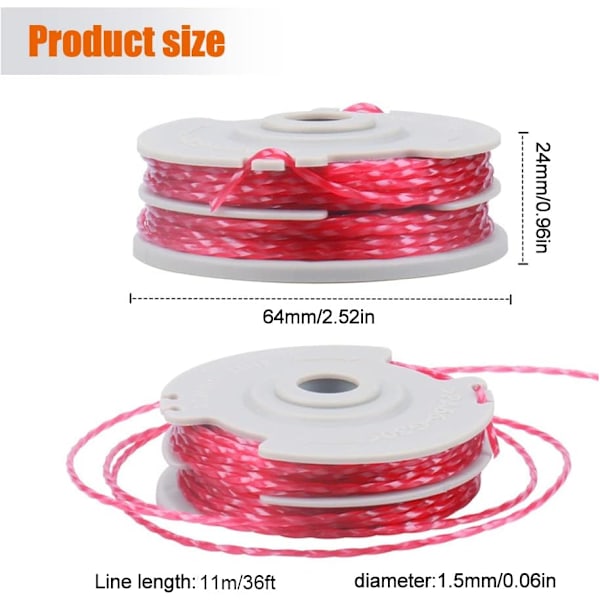 4 Pack String Trimmer Line Spool For Flymo Fly021 36Ft/1.5Mm Replacement String Trimmer Parts