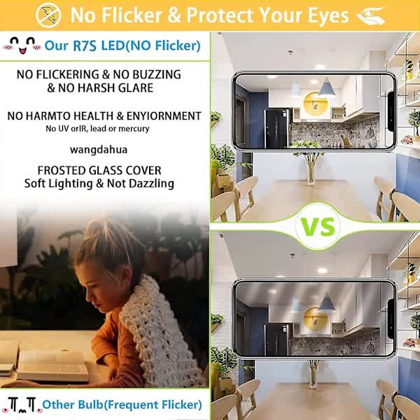 2 Pcs R7s 118Mm 30W Dimmable Led Bulb Warm White 3000K Flicker Free Light Bulbs