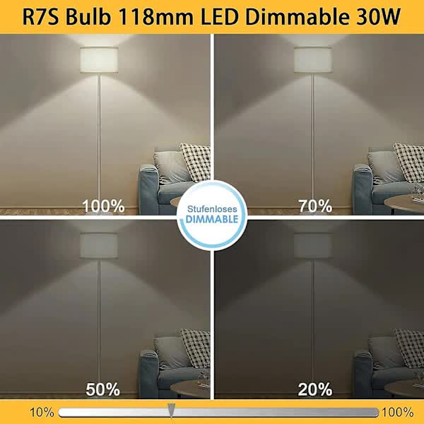 2 Pcs R7s 118Mm 30W Dimmable Led Bulb Warm White 3000K Flicker Free Light Bulbs