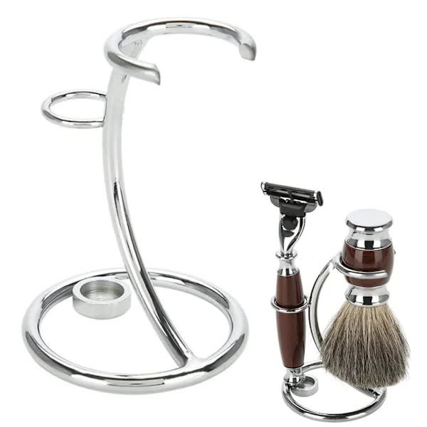 Stainless Steel Razor And Brush Holder Stand Organizer Storage Shaving Brushes & Mugs