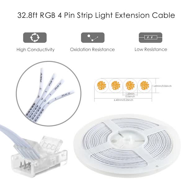 10Mm Rgb Led Strip Connector Kit 5 Pack With Cable Compatible 5050 2835 Lights Includes Screwdriver Lighting Parts