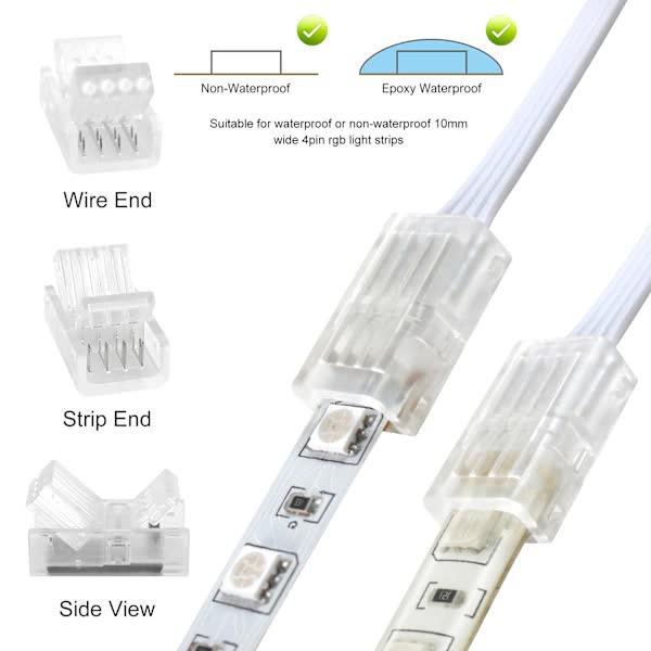 10Mm Rgb Led Strip Connector Kit 5 Pack With Cable Compatible 5050 2835 Lights Includes Screwdriver Lighting Parts